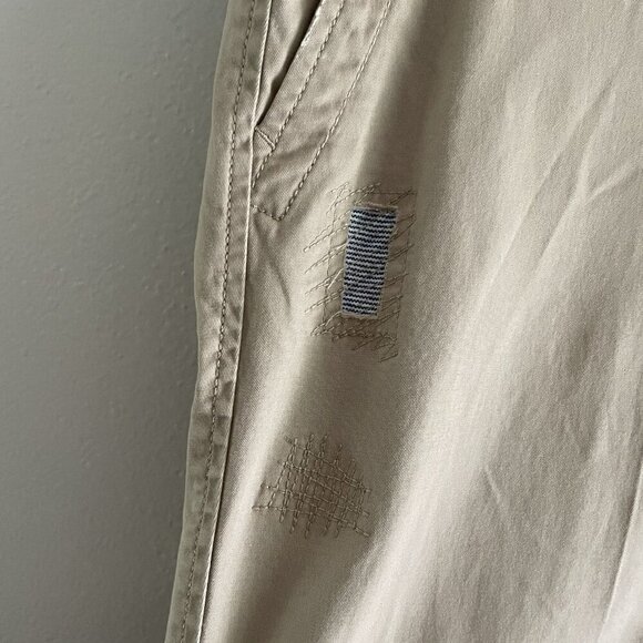 Talbots Sz 14 Tan Khaki Preppy Distressed Patches Relaxed Girlfriend Chino Pants - Picture 6 of 12
